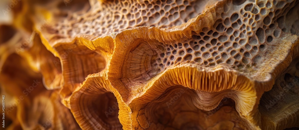 Poster detailed macro shot showcasing the intricate structural bark of a tree with textured relief and natu