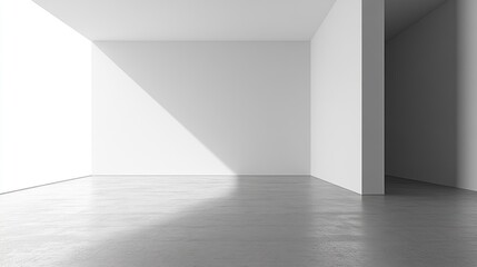 Minimalist interior with light and shadows in an empty white space