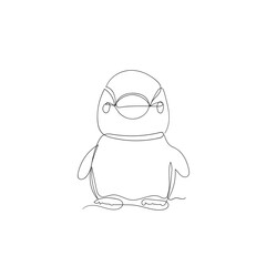 continuous line drawing icon polar penguin