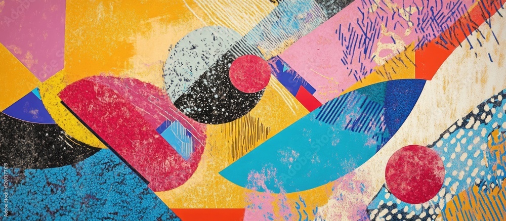 Poster abstract composition of vibrant colors and geometric patterns in modern art style