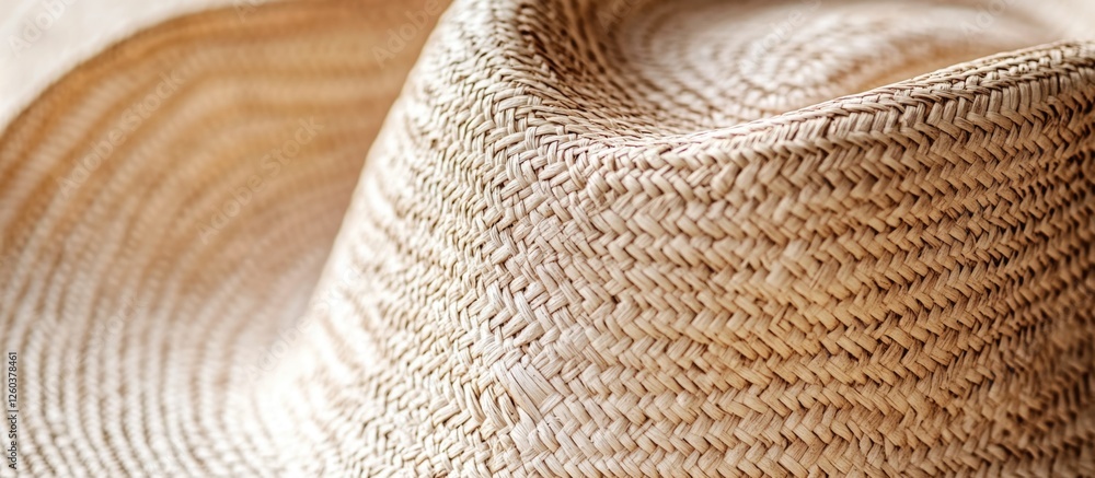 Poster beige straw hat texture close up woven pattern abstract background for design and textile applicatio