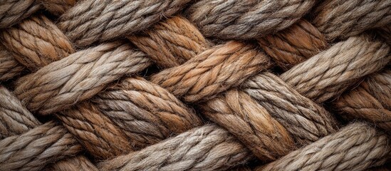 Woven rope texture close-up showcasing natural fibers for rustic and artistic backgrounds