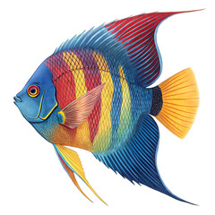 Rainbow Angelfish in isolate white background