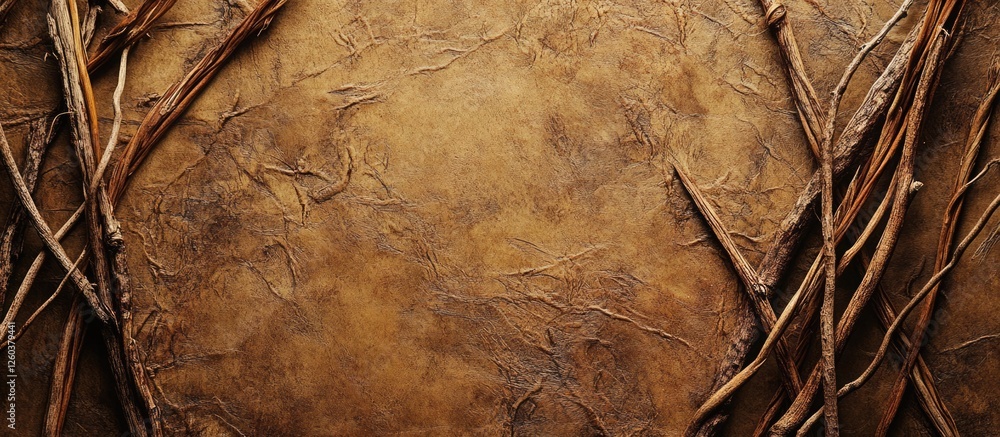 Poster textured abstract background of rattan twigs with a rustic earthy tone for design and artistic appli