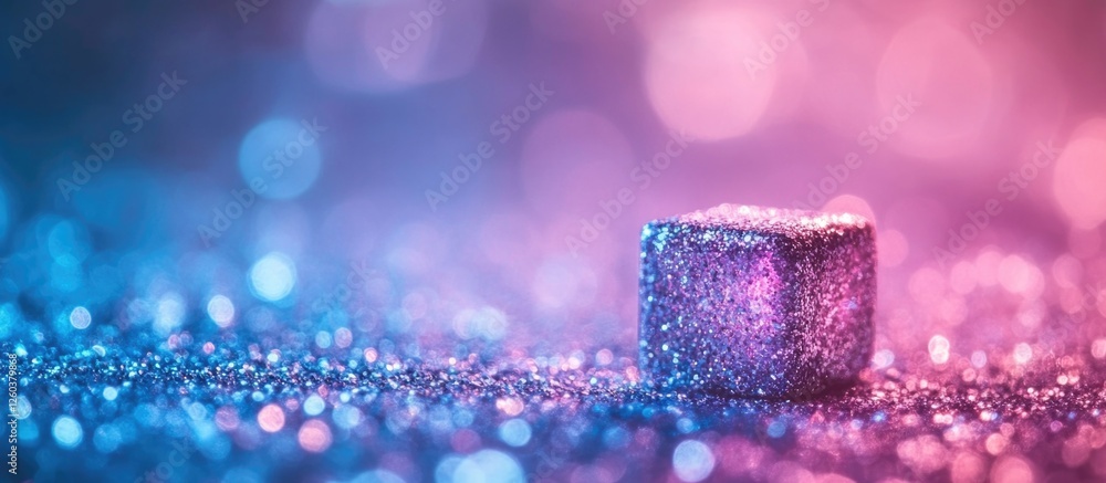 Poster abstract blue and pink bokeh lights texture with glittery elements creating a dreamy and festive bac