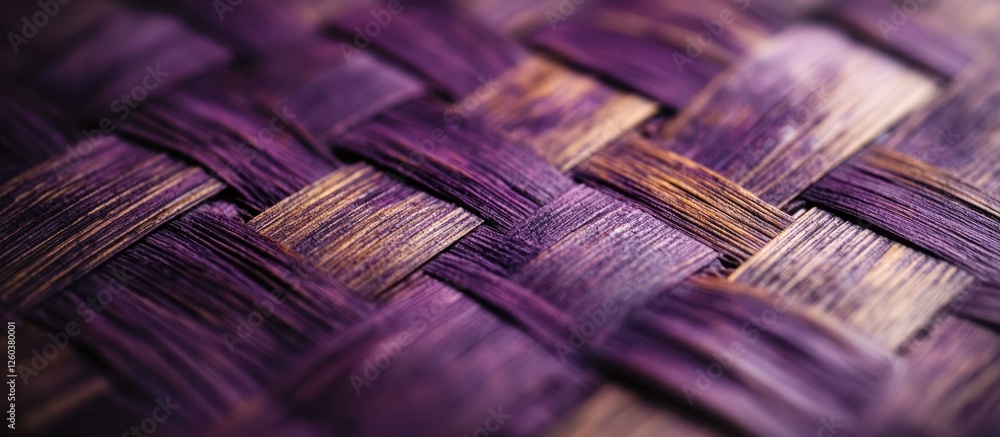 Poster bleached and stained dark purple straw place mat texture with grunge vignette for background and des
