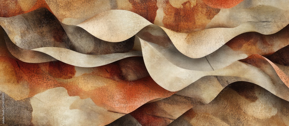 Poster textured abstract camouflage fabric pattern with flowing shapes in warm tones for artistic inspirati