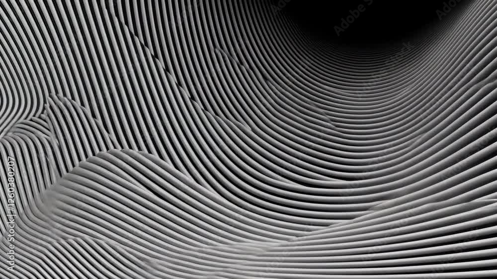 Poster abstract video concept with wavy black and white lines creating an optical illusion. top-down camera
