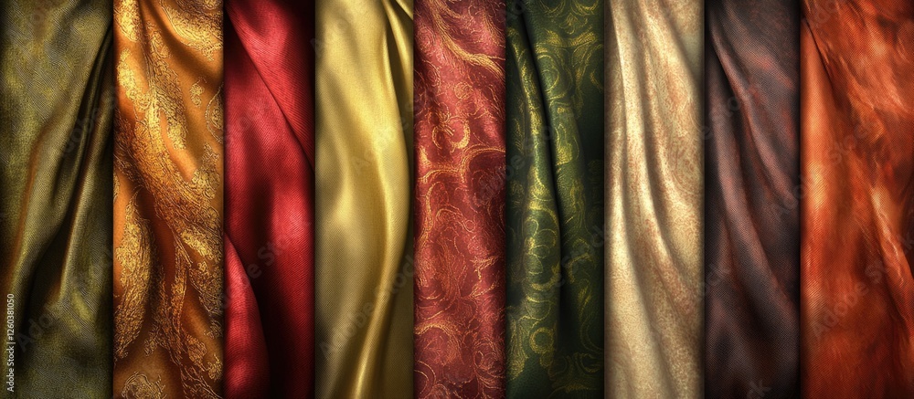 Poster silk fabric texture background collection showcasing vibrant colors and intricate patterns for desig