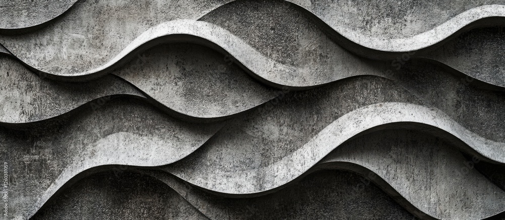 Poster abstract black and white concrete surface with wavy patterns and textured stone design for modern ba