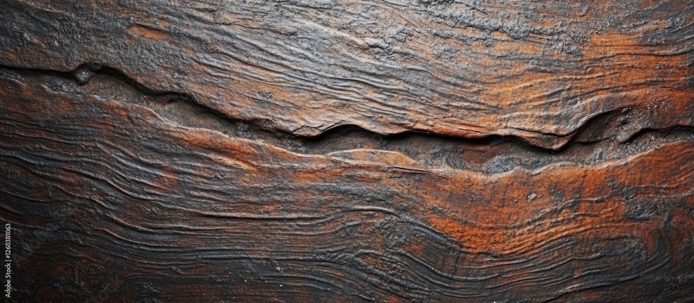 Poster weathered wood texture showcasing deep grooves and rich tones for use in design and artistic project