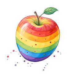 Rainbow Apple in isolate white background