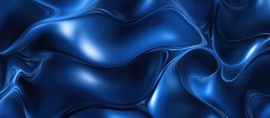 Obraz premium Lush deep blue abstract fabric texture with smooth waves and reflections for modern design backgrounds and visual compositions.
