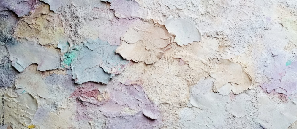 Poster textured concrete wall surface with peeling paint creating an abstract background design in muted co