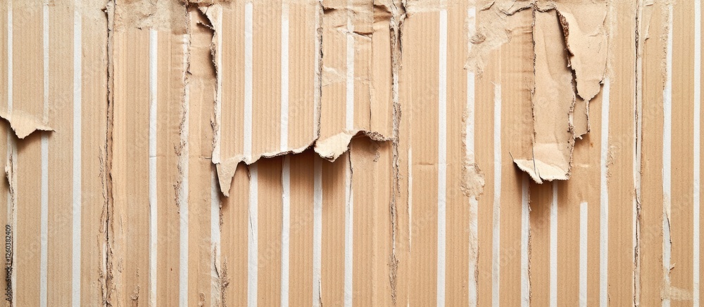 Poster textured striped cardboard background with torn edges showcasing distressed details on a white backd