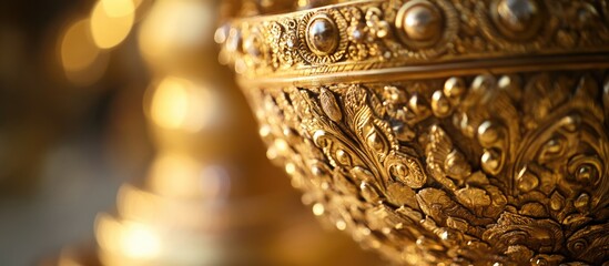 Thai antique decorative elements featuring intricate gold embellishments and craftsmanship in traditional design.
