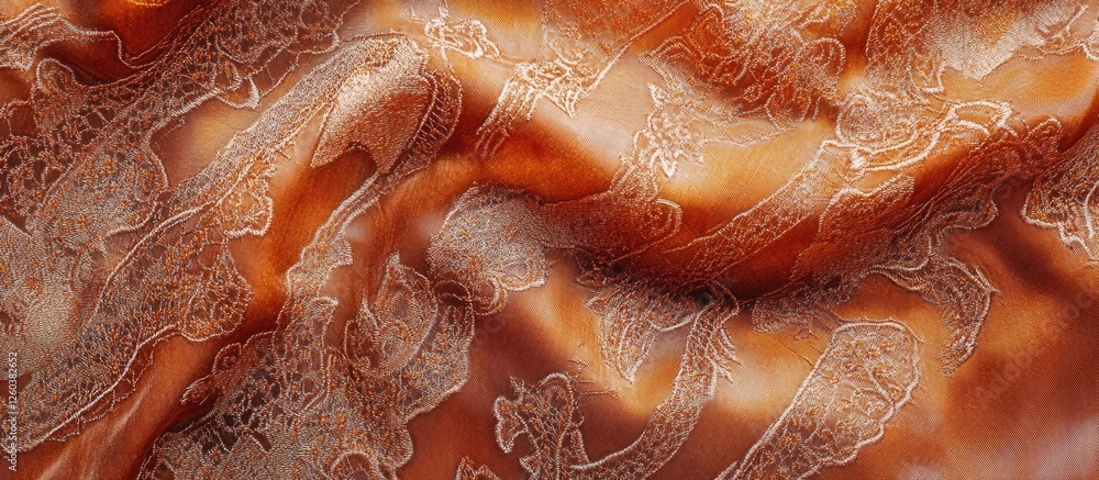 Aufkleber elegant brown silk fabric with intricate embroidery creating a textured background pattern for desig