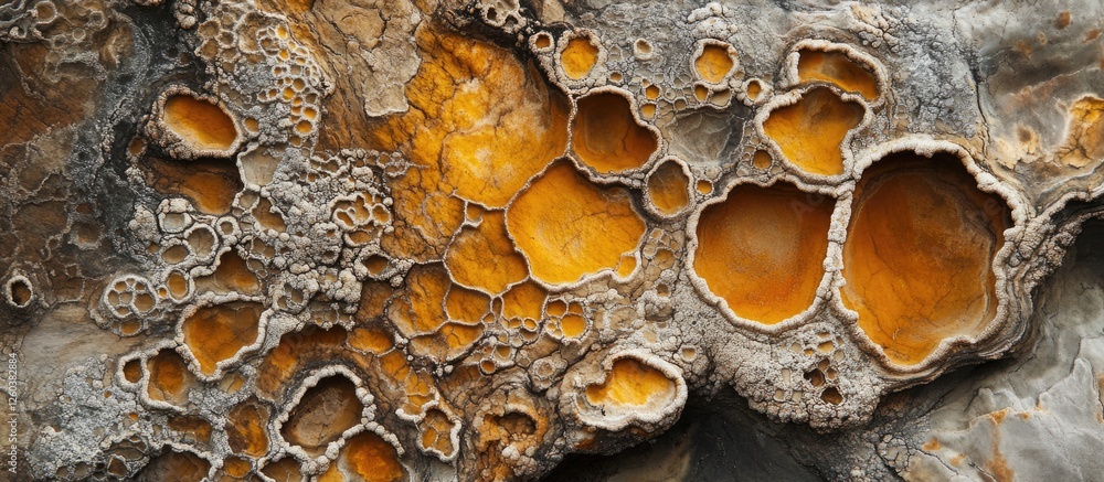 Poster intricate textures of weathered tree root showcasing natural patterns and vibrant hues of orange and