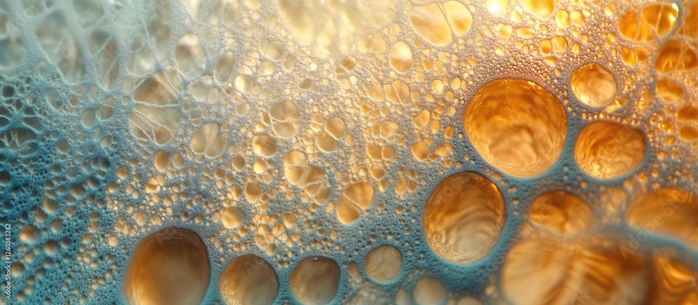 Aufkleber colorful reflections in raindrops creating a captivating abstract pattern with bright orange and blu