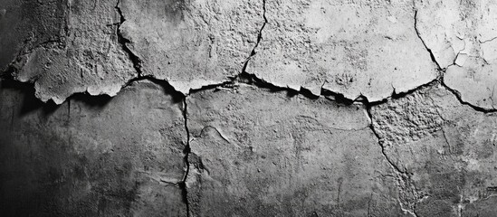 Aged gray concrete wall texture with cracks, ideal for backgrounds and design projects showcasing rustic or industrial aesthetics.