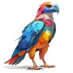 Obraz premium Vibrant Rainbow Colored Bird Artistic Eagle Illustration Colorful Feathers Fantasy Avian