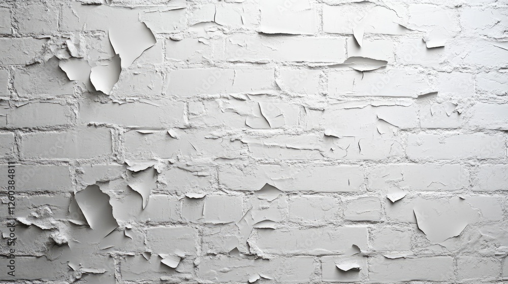 Poster peeling paint on textured mortar wall highlighting age and character with ample copyspace for design