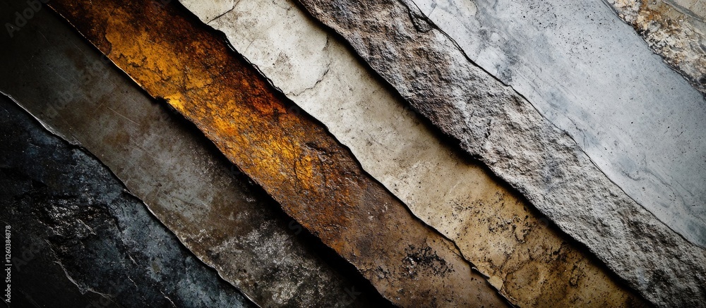 Poster varied textural surfaces showcasing smooth, rough, and weathered elements in a visually appealing ar