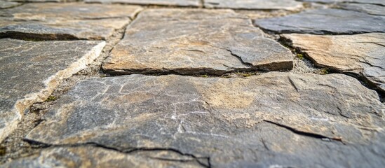Texture of city pavement featuring stone slabs with natural patterns and colors for urban design and architectural backgrounds