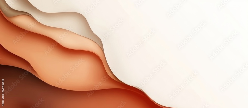 Poster terracotta and white abstract background with colorful geometric shapes and ample space for text in 