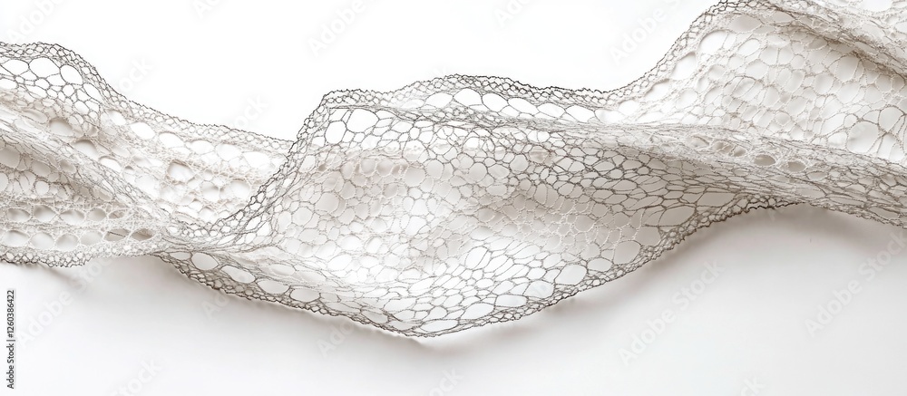 Aufkleber delicate lace textile on white background showcasing intricate patterns in a thin fabric made from c