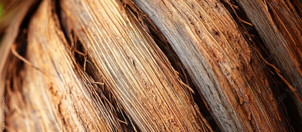 Poster close-up image showcasing the intricate texture and patterns of a coconut tree trunk's fibrous surfa