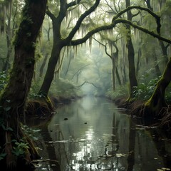 Fototapeta premium Misty Forest River