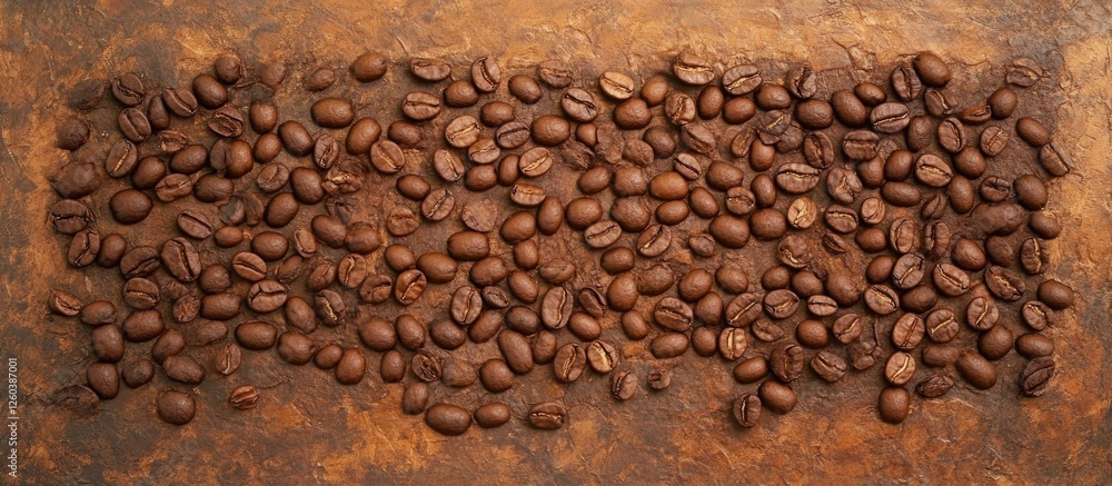 Aufkleber coffee beans arranged on a rustic surface creating a textured background with a soft focus for a war