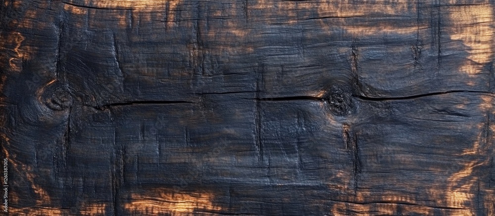 Poster burnt wood texture background showcasing scratched and charred surface details with natural grain pa