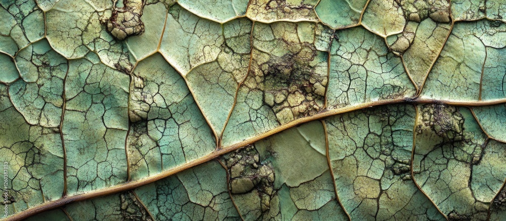 Poster detailed macro texture of a plane tree leaf showcasing intricate patterns and colors in nature's des