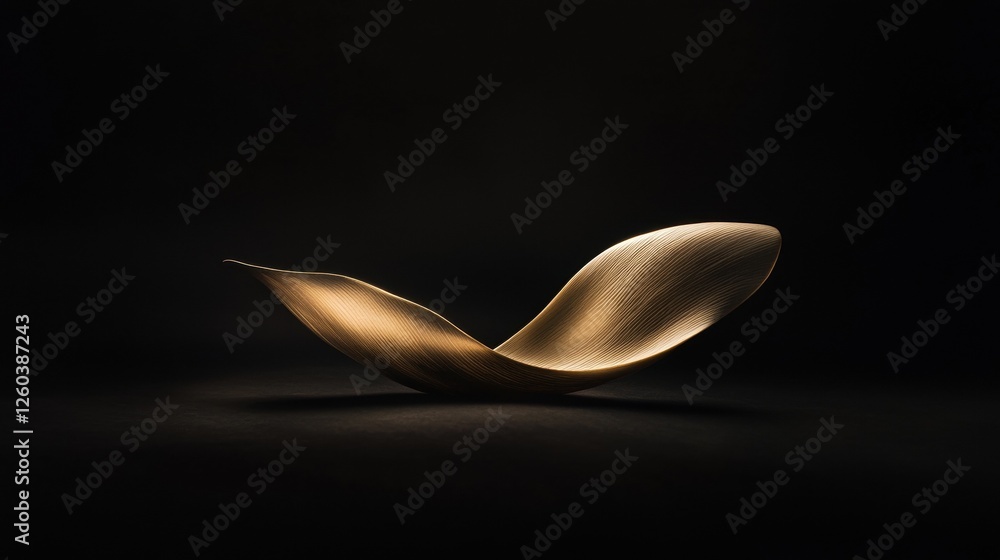 Aufkleber photograph of a single, curved object in the center of a black background. the object appears to be 