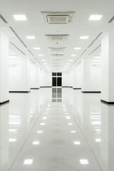 Obraz premium White Corridor With Bright Lights And Air Conditioners