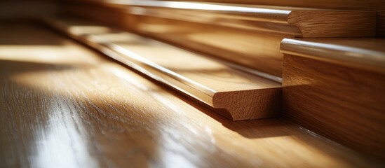 Brush and varnished oak wooden planks highlighting craftsmanship in woodwork with ample copy space for design or advertising purposes