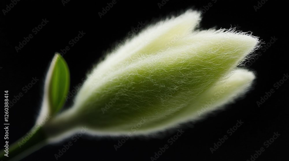 Aufkleber close-up of a single flower bud. the bud is in the center of the image and is a pale yellow color wi