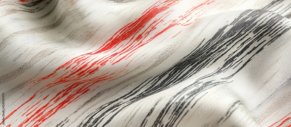 Poster textured silk fabric with red and gray narrow stripe patterns showcasing a flowing design perfect fo