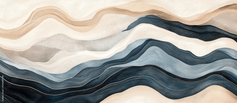 Poster abstract marble texture in black blue gray beige and white with flowing wave patterns ideal for back