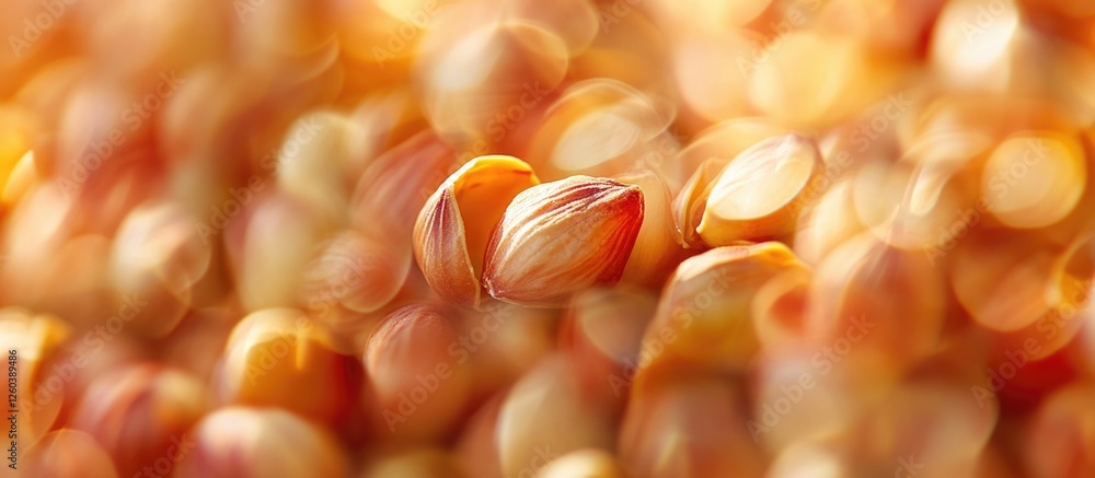 Poster abstract textured background of raw peanuts in a blur effect showcasing the unique qualities and col