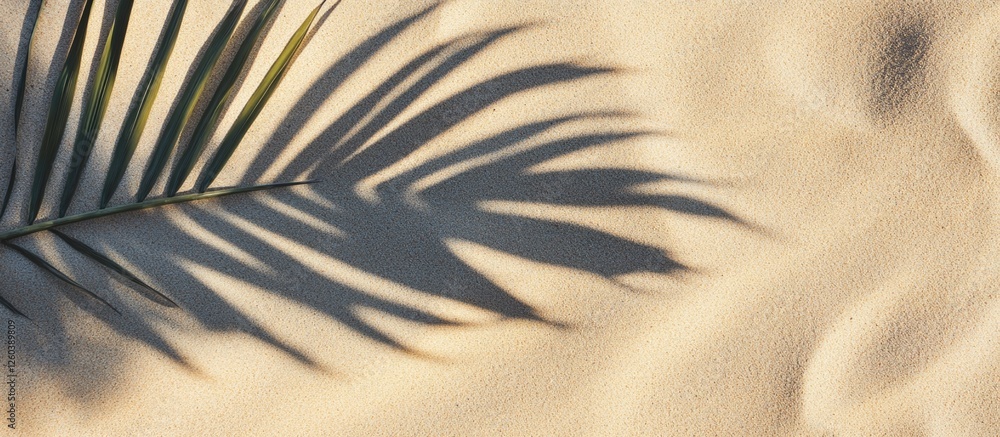 Aufkleber palm leaf shadow on smooth sand background creating a minimalist outdoor composition with natural el