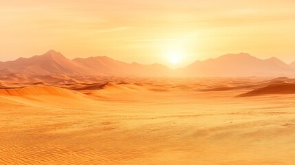 Naklejka premium Sunrise over desert dunes and mountains