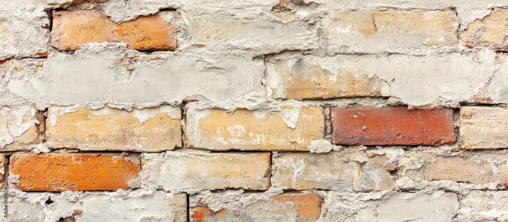 Poster beige textured brick wall with varied stones and subtle color differences for background or design u
