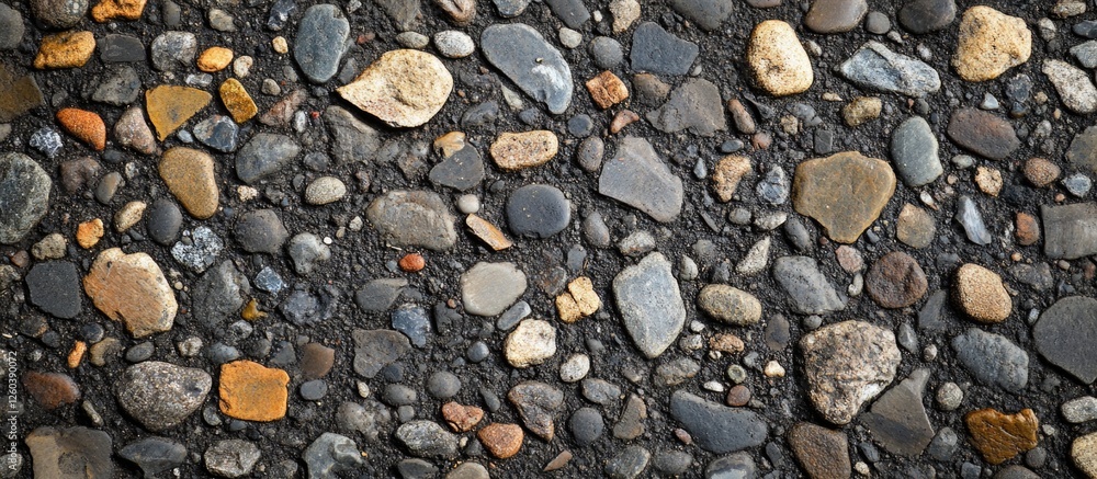 Poster pebbled pavement texture featuring a mix of smooth and rough stones in earthy tones ideal for backgr