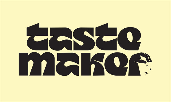 tastemaker logotype, seasoning hand on letter r