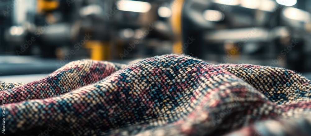 Poster colored cotton fabric texture close up showcasing textile material in a factory setting ideal for ta