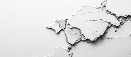 Obraz premium Cracked Mortar Wall on White Background Ideal for Text or Graphic Overlay