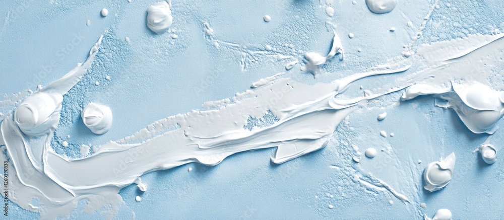 Poster textured blue wall with white paint streaks creating an artistic and modern background for design pr